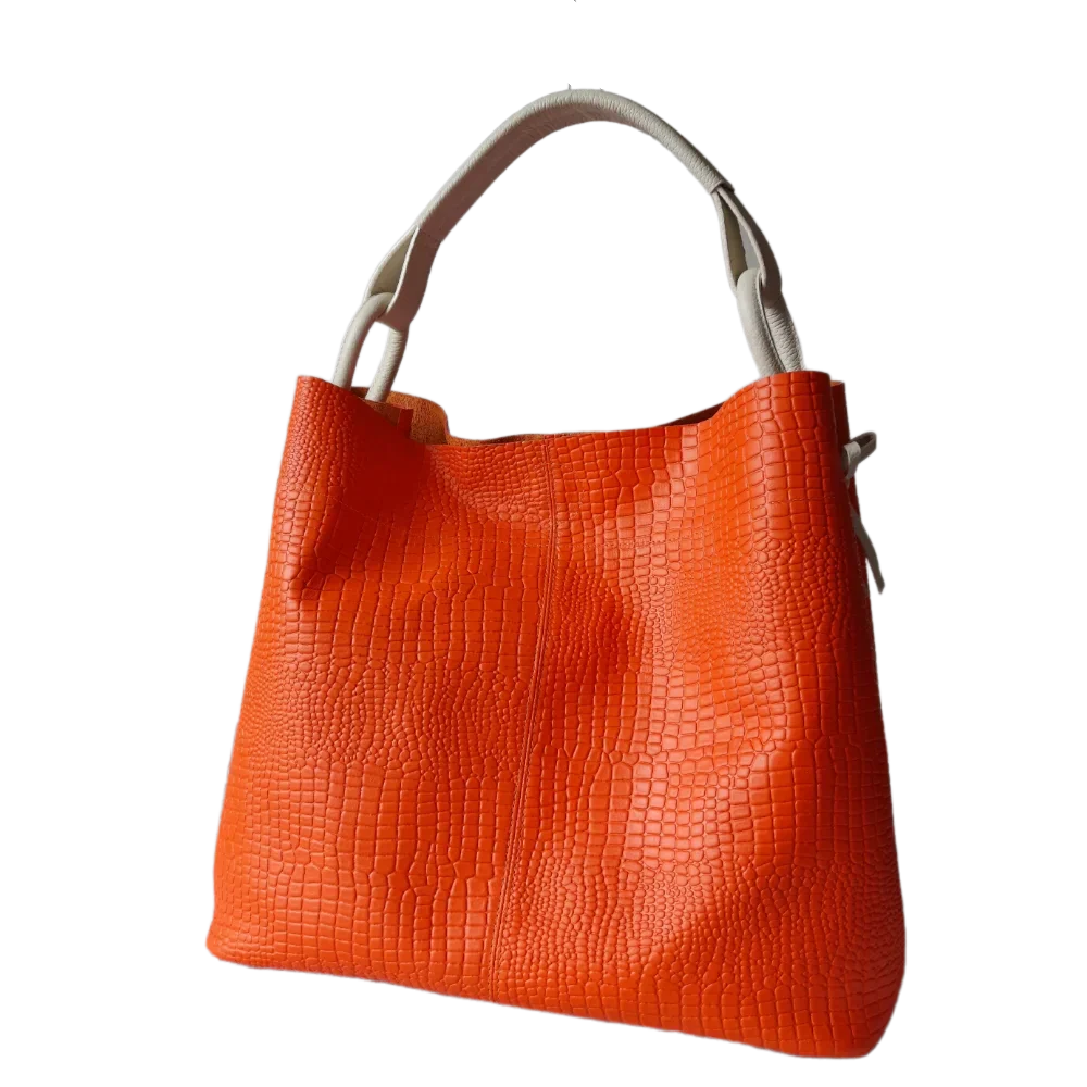 Aubrey Reptil Orange Damen Leder Tasche
