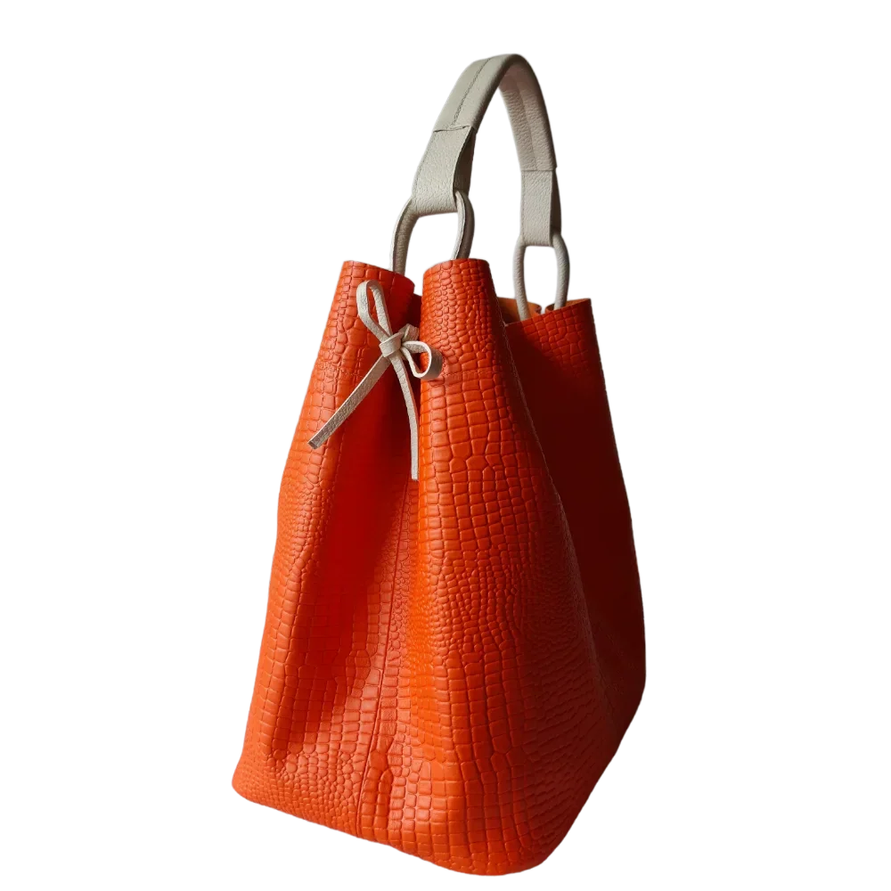 Aubrey Reptil Orange Damen Leder Tasche