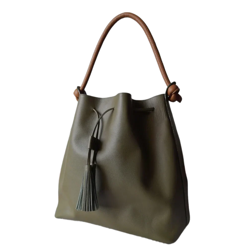Olivegrüne Jade Damenhandtasche aus Leder
