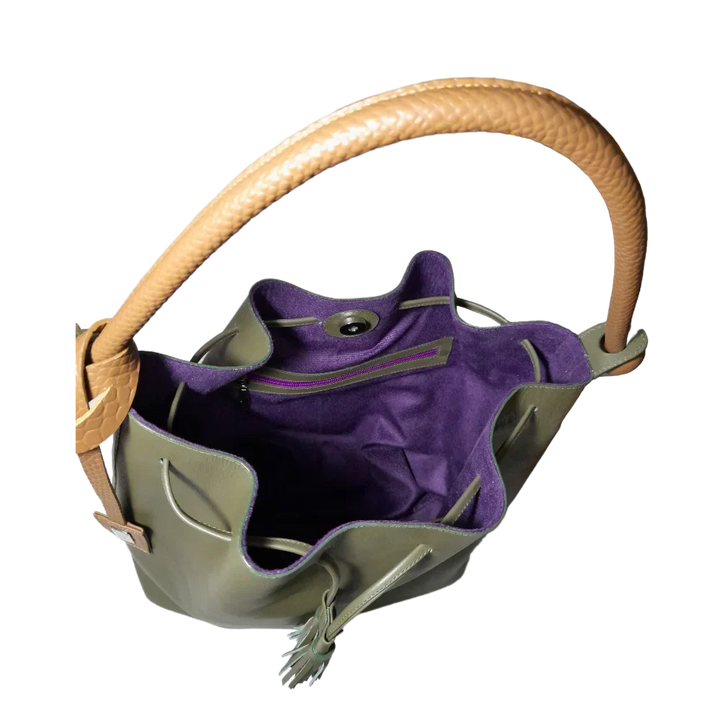 Olivegrüne Jade Damenhandtasche aus Leder