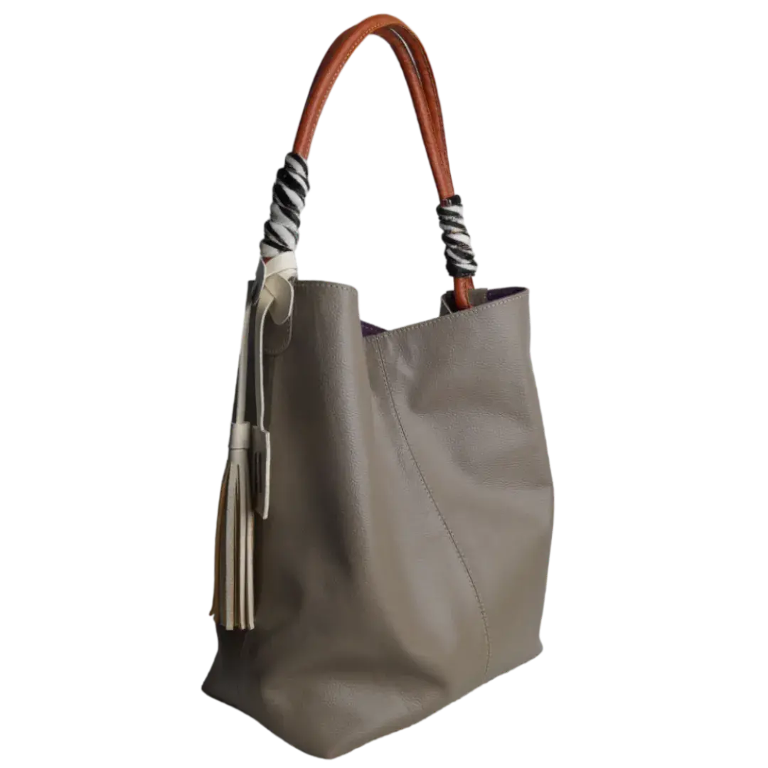 Leah Taupe Damen Leder Tasche