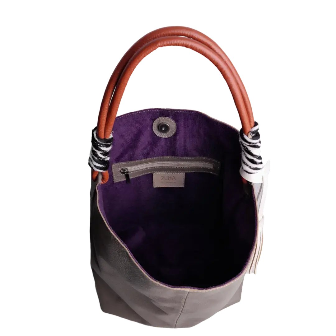 Leah Taupe Damen Leder Tasche