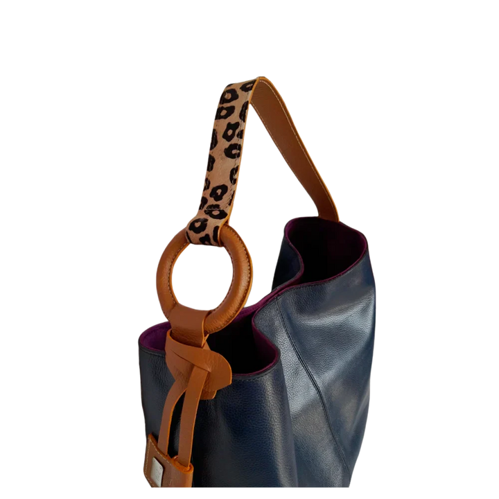 Nora Dunkelblaue Lederhandtasche für Damen