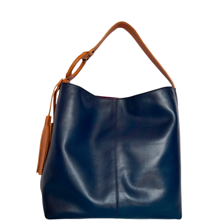 Nora Dunkelblaue Lederhandtasche für Damen