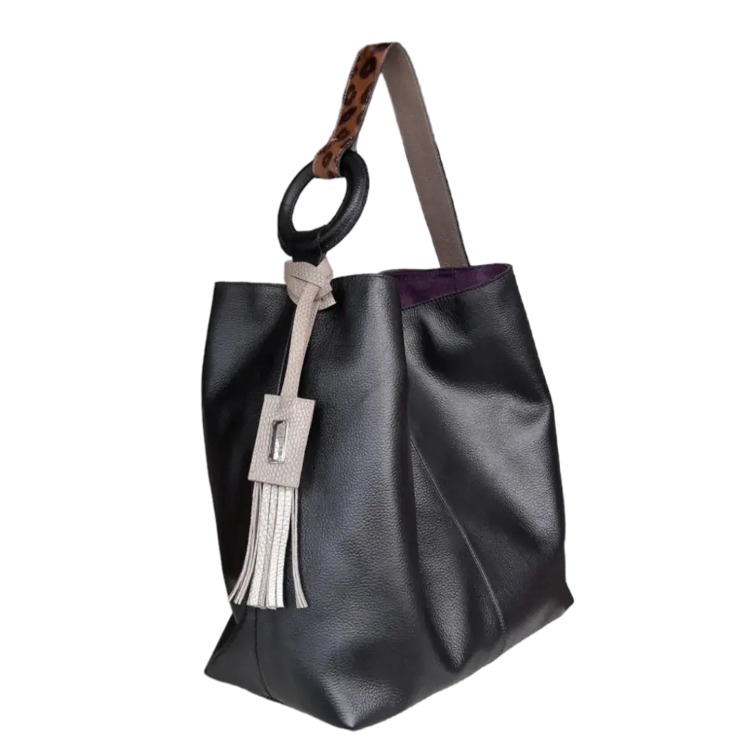 Nora Damenhandtasche aus schwarzem Leder