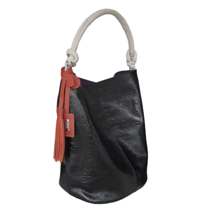 Olivia Schwarze Reptilleder-Handtasche für Damen