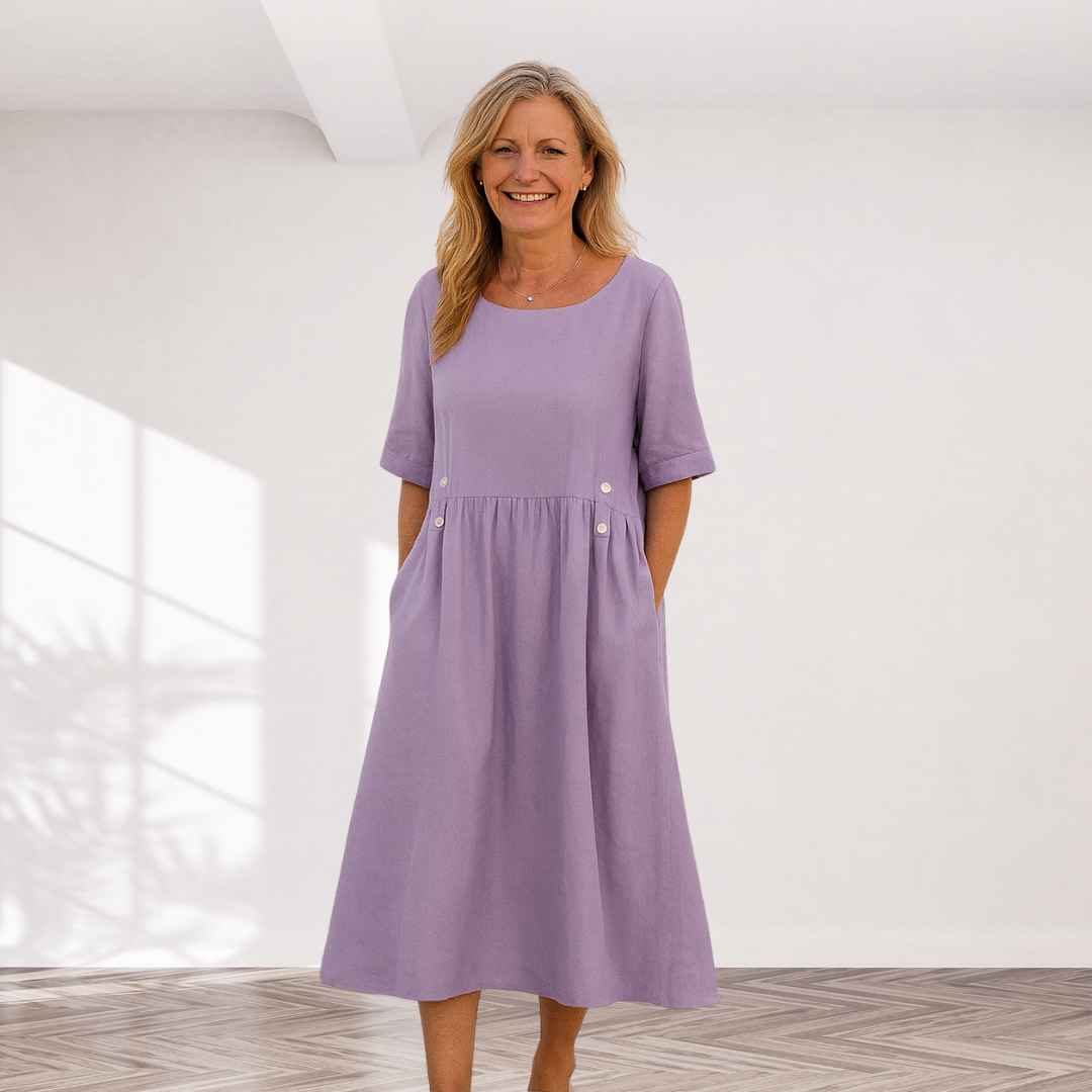 Cavell™ – Elegantes Lockeres Kleid mit Knopfdetails und praktischen Taschen