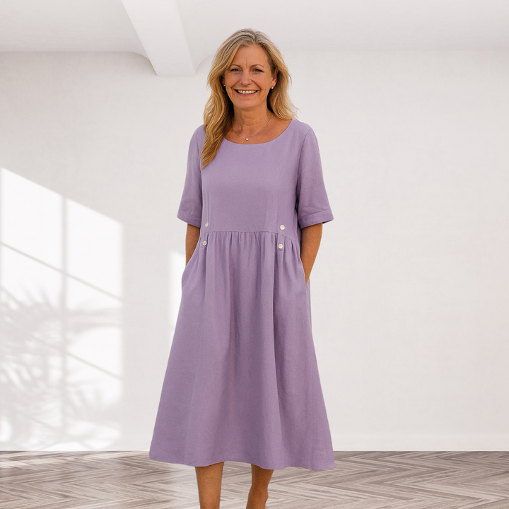 Cavell™ – Elegantes Lockeres Kleid mit Knopfdetails und praktischen Taschen