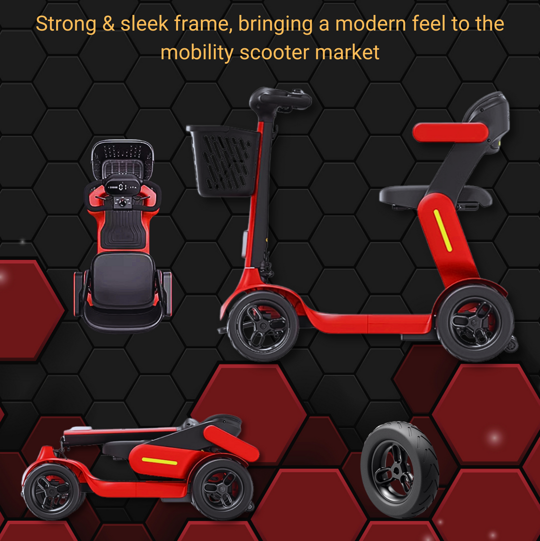BeeRari (2025) - Manuell faltbarer Mobilitätsscooter - 250W Motor, 120kg Tragfähigkeit, 40 km Reichweite