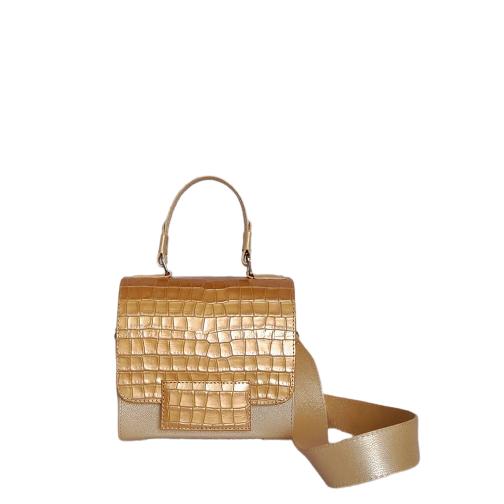 Elizabeth Coquito Damen Lederhandtasche in Weißgold-Optik