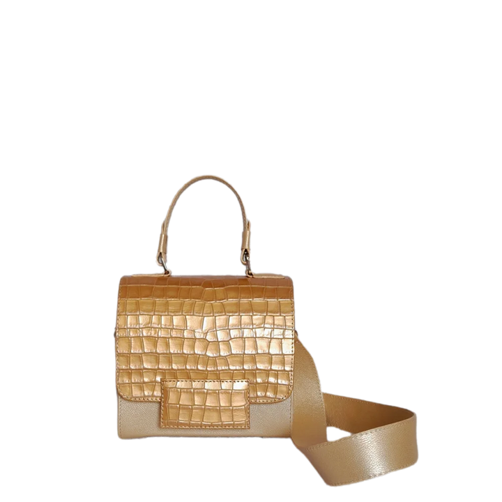 Elizabeth Coquito Damen Lederhandtasche in Weißgold-Optik