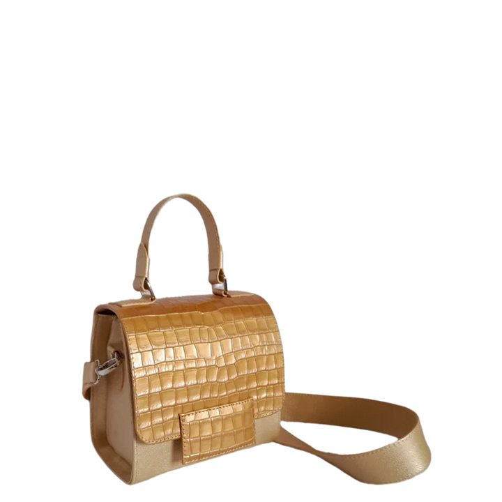 Elizabeth Coquito Damen Lederhandtasche in Weißgold-Optik