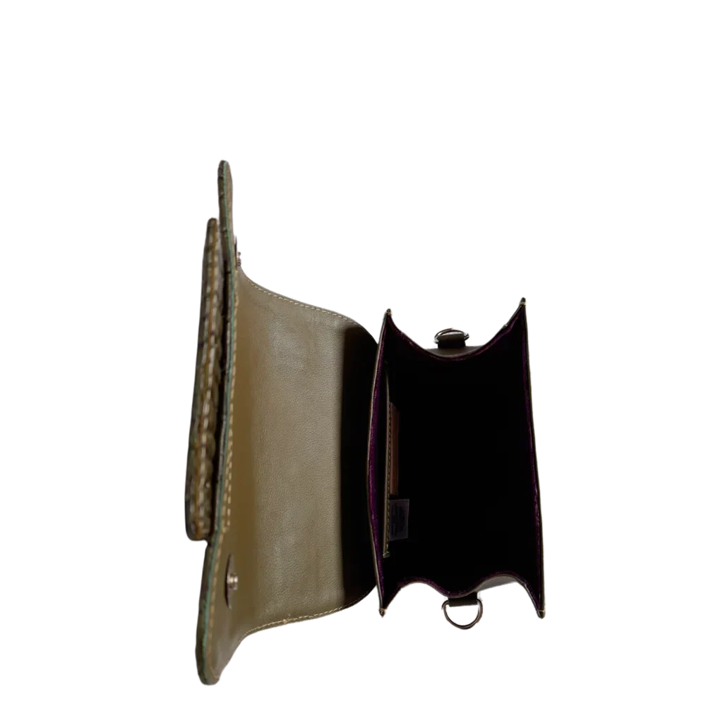 Elizabeth Glavial Damenlederhandtasche in Olivgrün