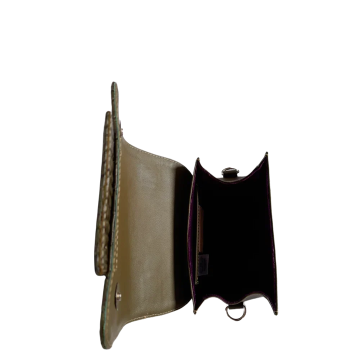 Elizabeth Glavial Damenlederhandtasche in Olivgrün