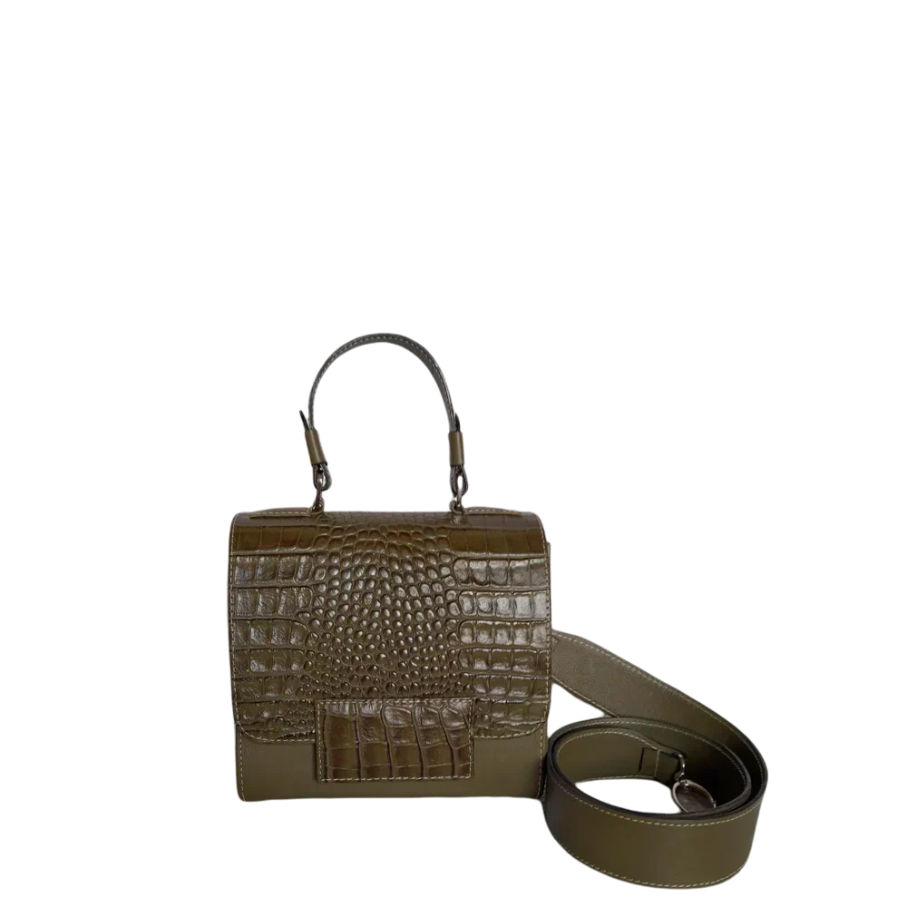 Elizabeth Glavial Damenlederhandtasche in Olivgrün
