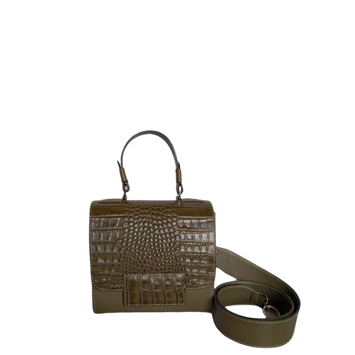 Elizabeth Glavial Damenlederhandtasche in Olivgrün
