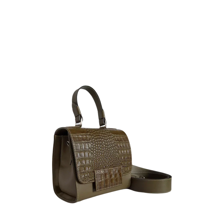 Elizabeth Glavial Damenlederhandtasche in Olivgrün