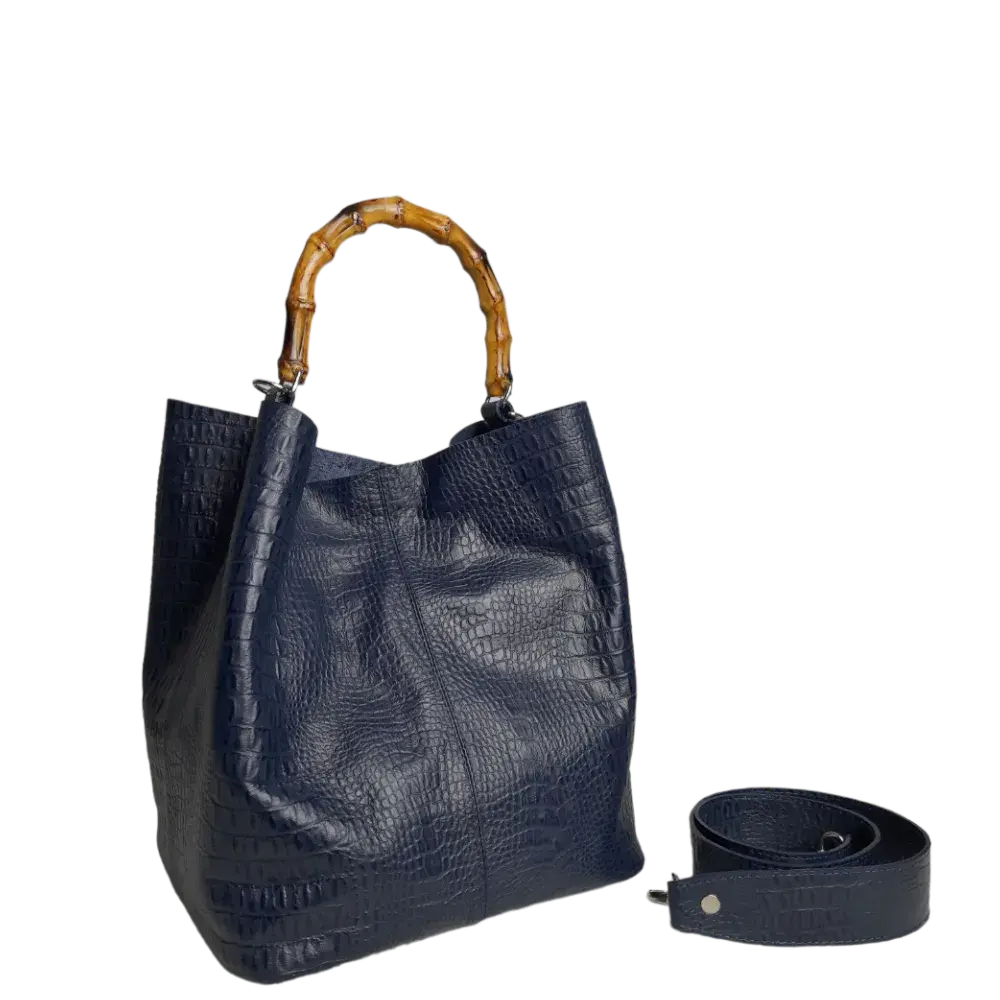 Claire Damenhandtasche aus dunkelblauem Reptilleder