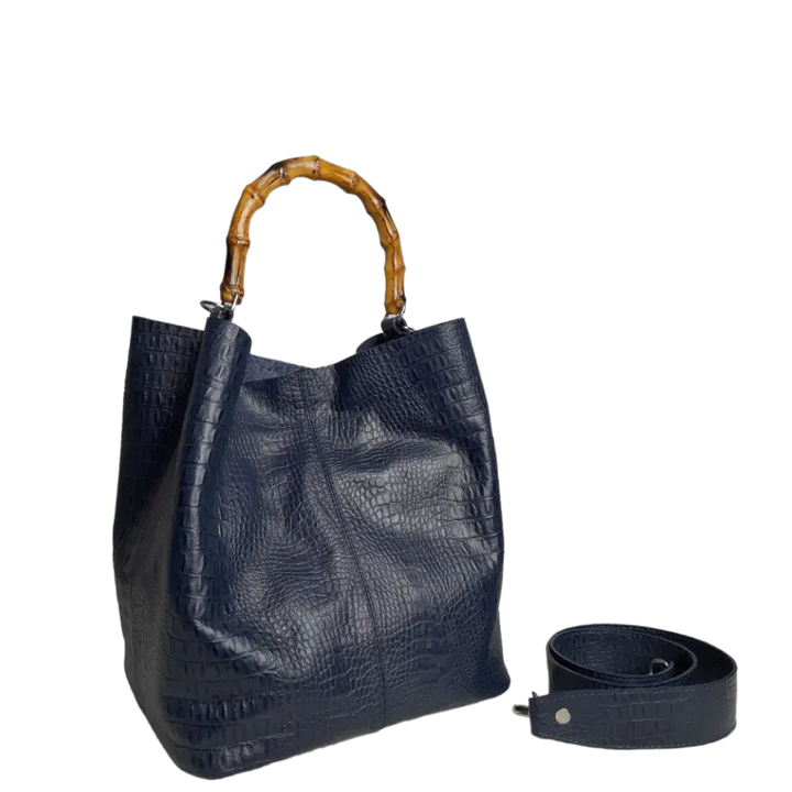 Claire Damenhandtasche aus dunkelblauem Reptilleder