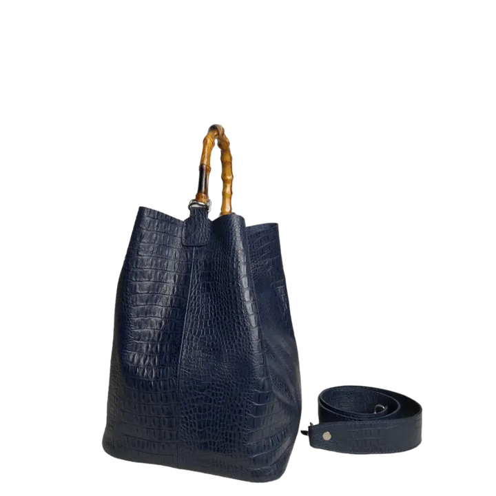 Claire Damenhandtasche aus dunkelblauem Reptilleder