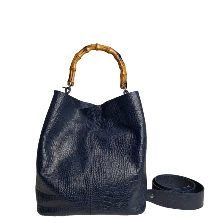 Claire Damenhandtasche aus dunkelblauem Reptilleder