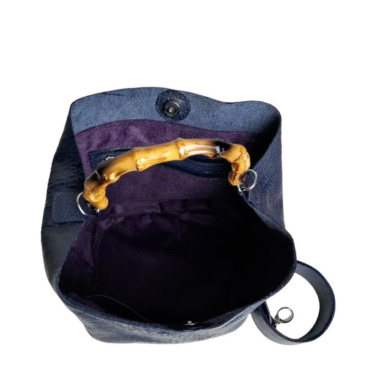 Claire Damenhandtasche aus dunkelblauem Reptilleder