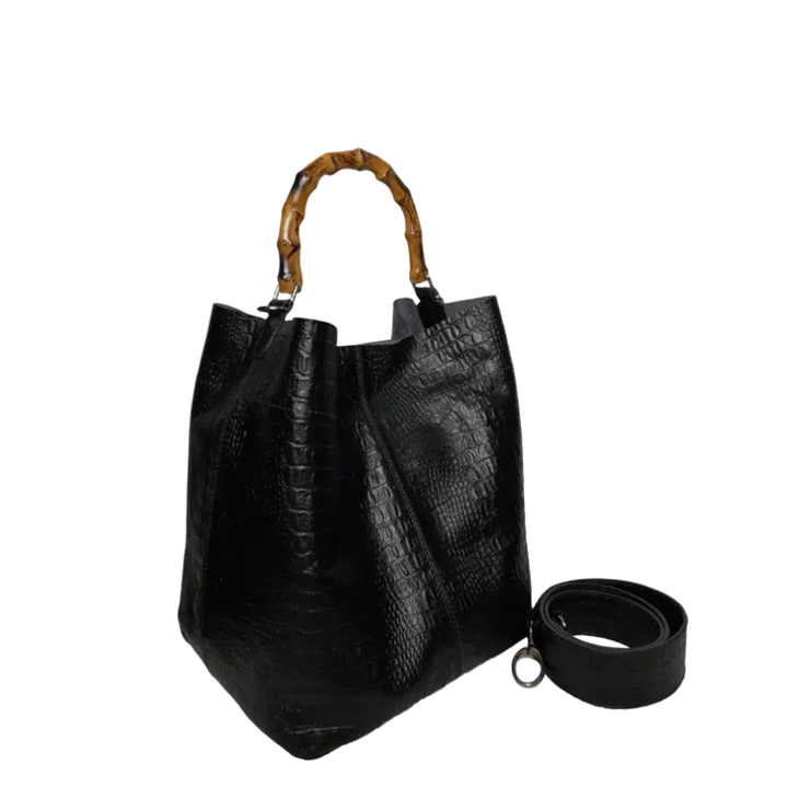 Claire Damenhandtasche aus schwarzem Reptilleder