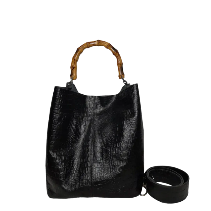Claire Damenhandtasche aus schwarzem Reptilleder