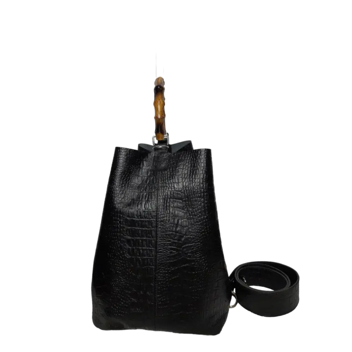 Claire Damenhandtasche aus schwarzem Reptilleder