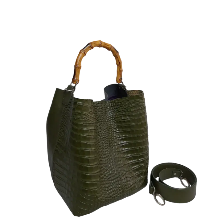 Claire Glavial Damen-Ledertasche in Olivgrün