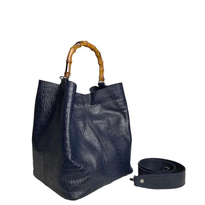 Claire Damenhandtasche aus dunkelblauem Reptilleder