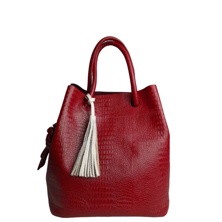 Rote Damen-Lederhandtasche im Reptil-Design von Brigitte