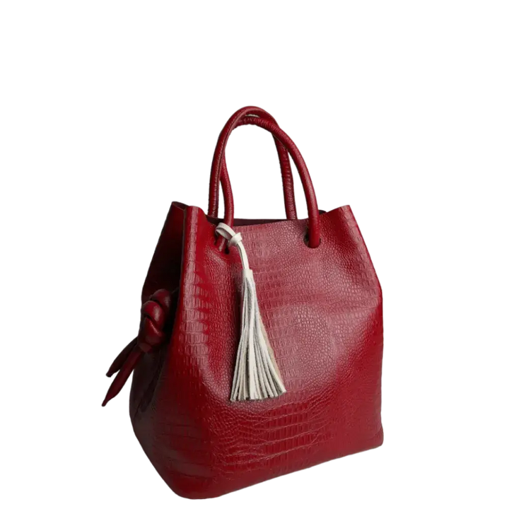 Rote Damen-Lederhandtasche im Reptil-Design von Brigitte