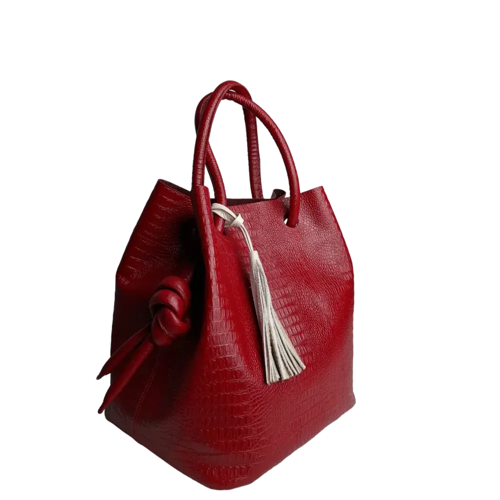 Rote Damen-Lederhandtasche im Reptil-Design von Brigitte