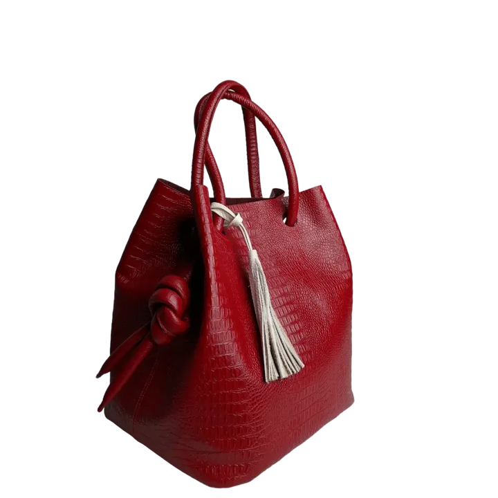 Rote Damen-Lederhandtasche im Reptil-Design von Brigitte
