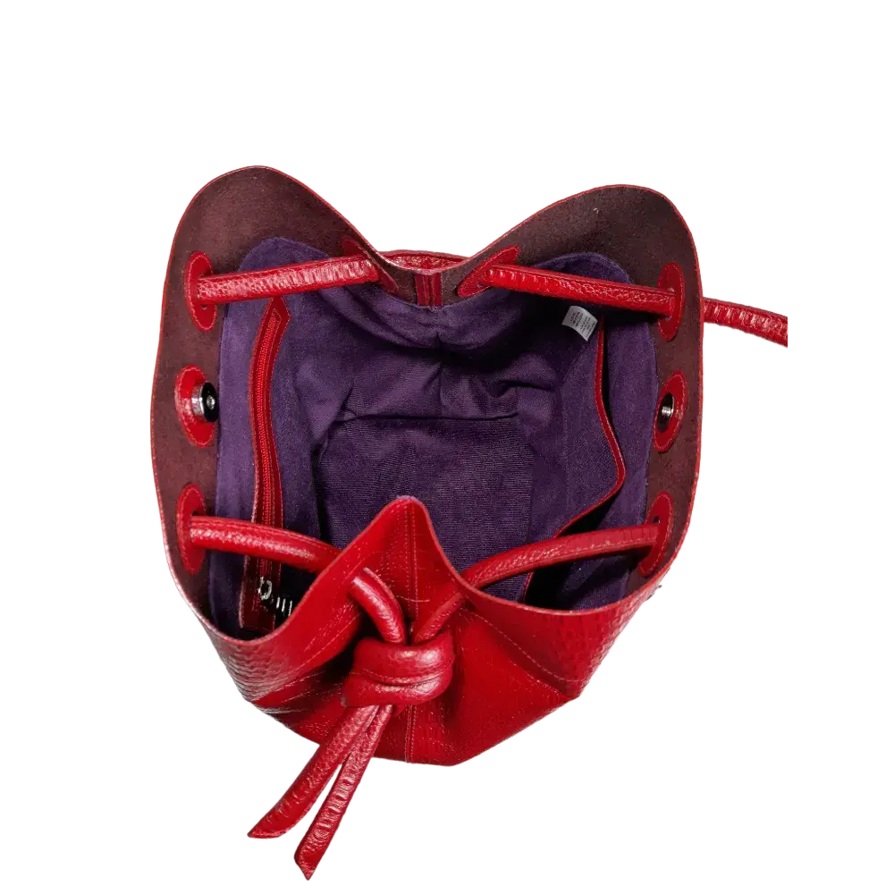 Rote Damen-Lederhandtasche im Reptil-Design von Brigitte