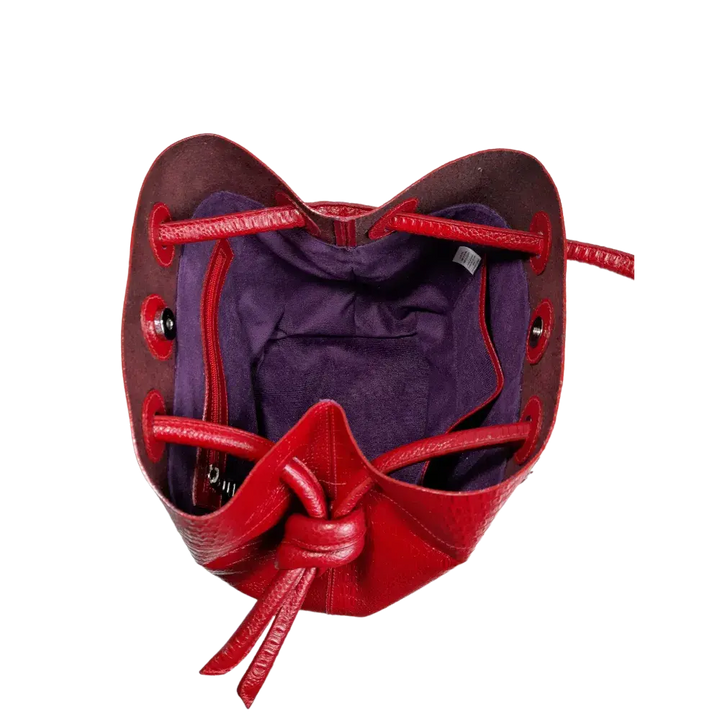 Rote Damen-Lederhandtasche im Reptil-Design von Brigitte