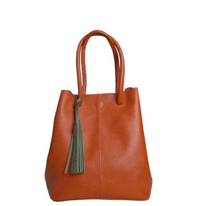 Brigitte Orange Damen Leder Tasche