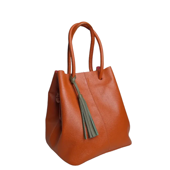 Brigitte Orange Damen Leder Tasche