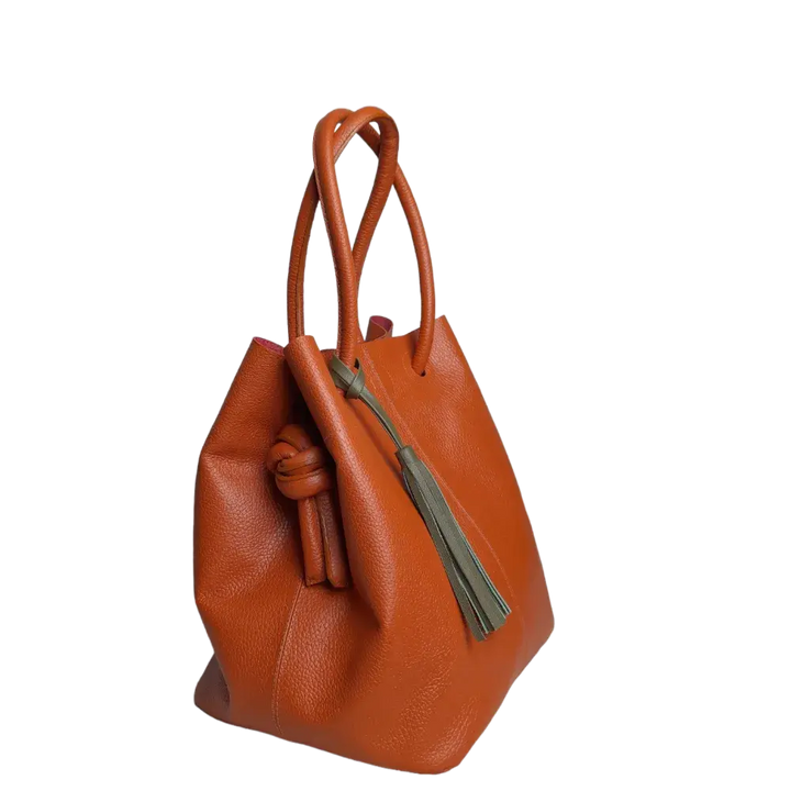 Brigitte Orange Damen Leder Tasche