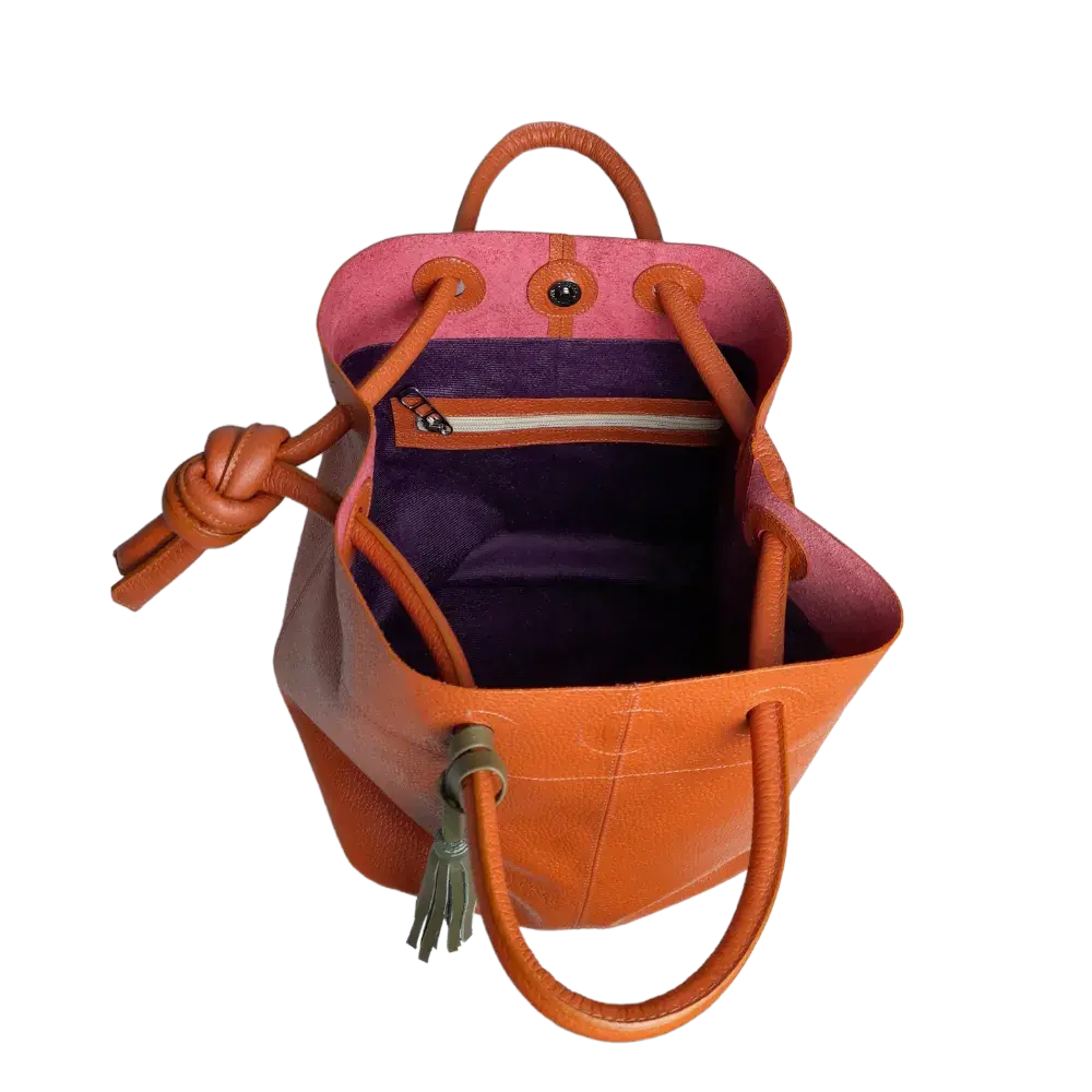 Brigitte Orange Damen Leder Tasche