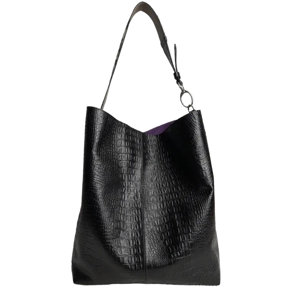 Serenity Reptil Black Leather Handbag for Women