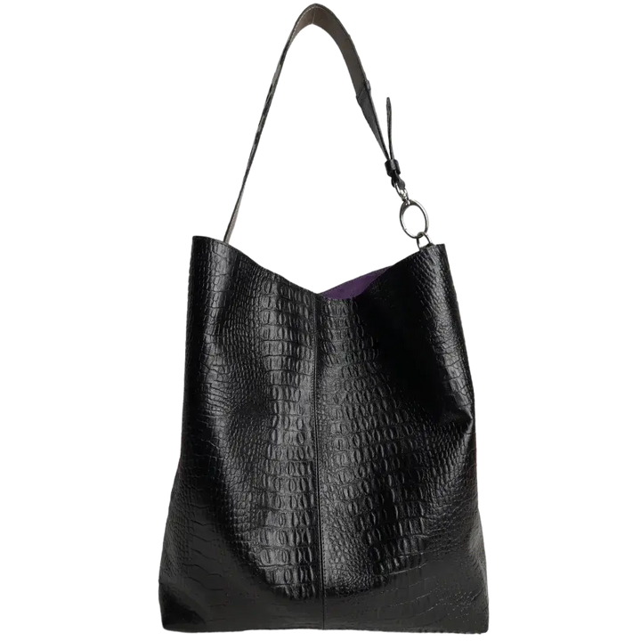 Serenity Reptil Black Leather Handbag for Women