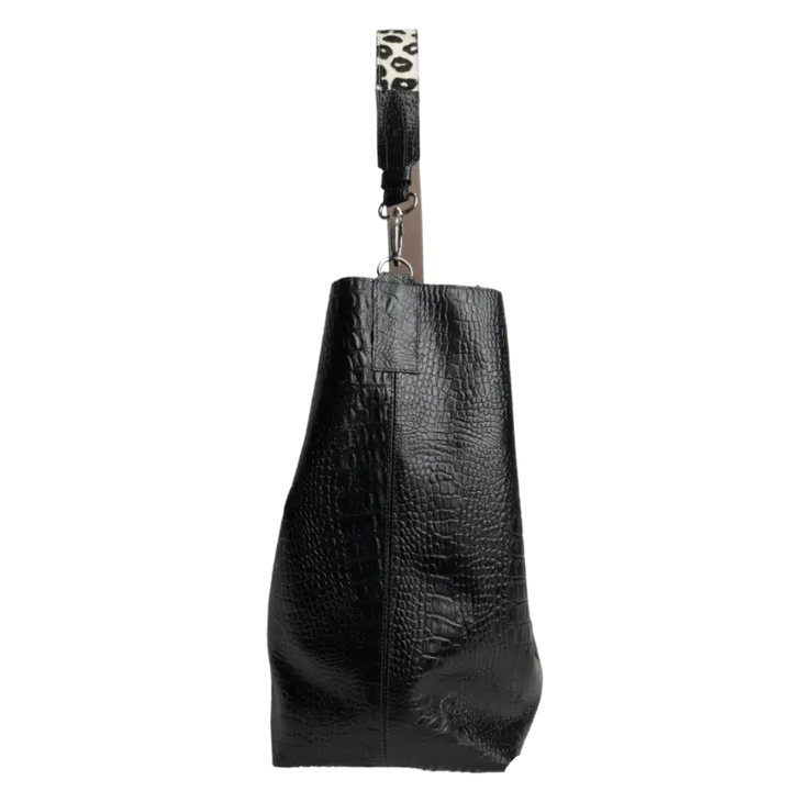 Serenity Reptil Black Leather Handbag for Women