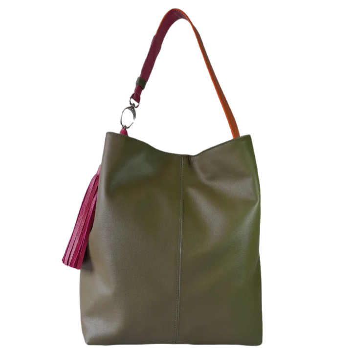 Serenity Olivgrüne Damen-Lederhandtasche