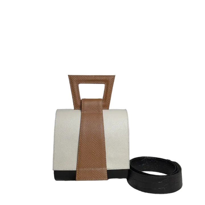 Clara Reptil Schwarze Lederhandtasche für Damen mit Babypuder