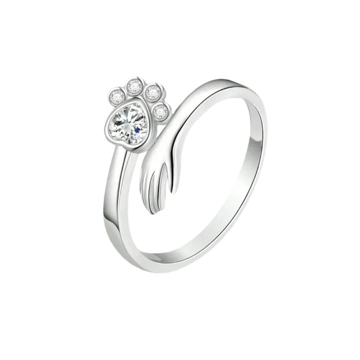 MARA – Verstellbarer 925er Silberring mit Hand-und-Pfote-Design