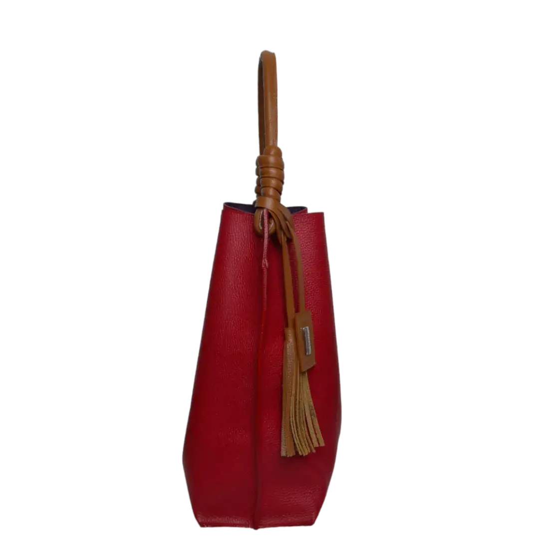 Fernanda Rote Lederhandtasche für Damen