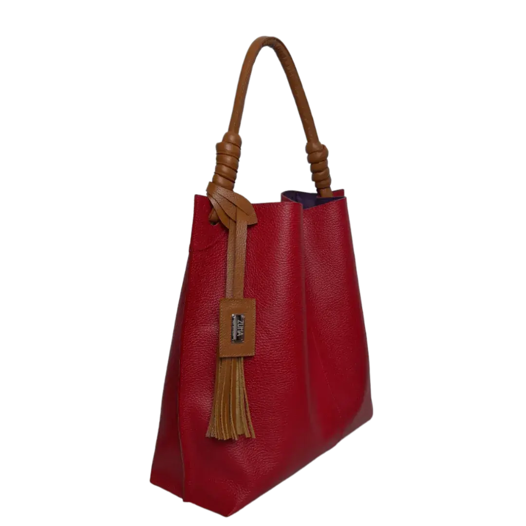 Fernanda Rote Lederhandtasche für Damen