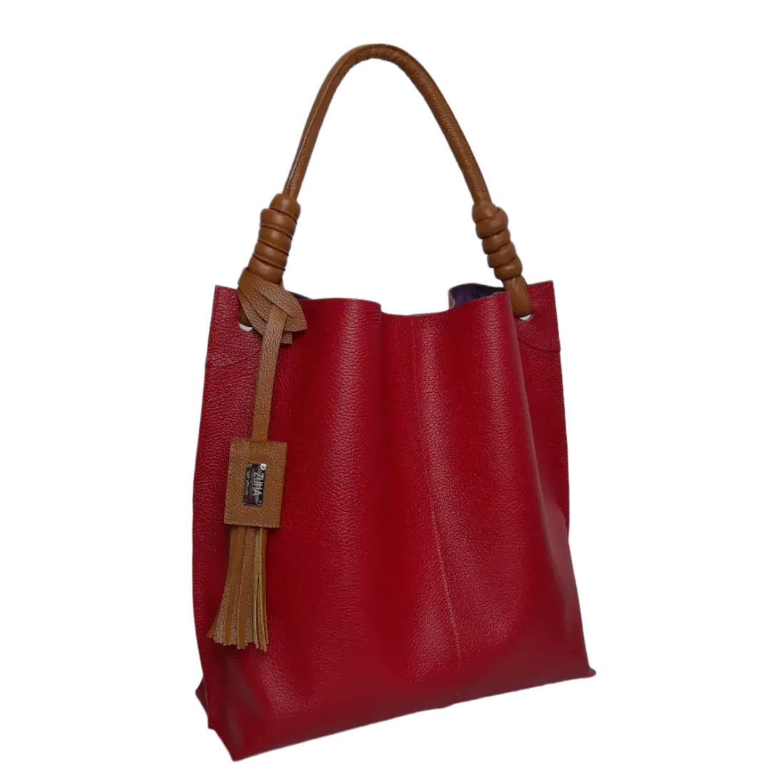 Fernanda Rote Lederhandtasche für Damen